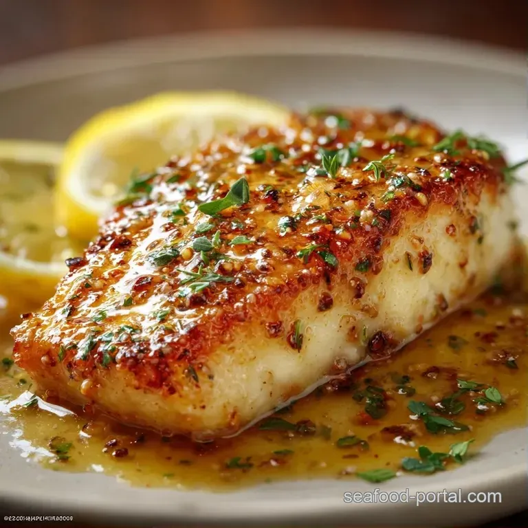 Elegantly plated white fish with a seared crust atop vibrant steamed asparagus and a touch of melted butter.