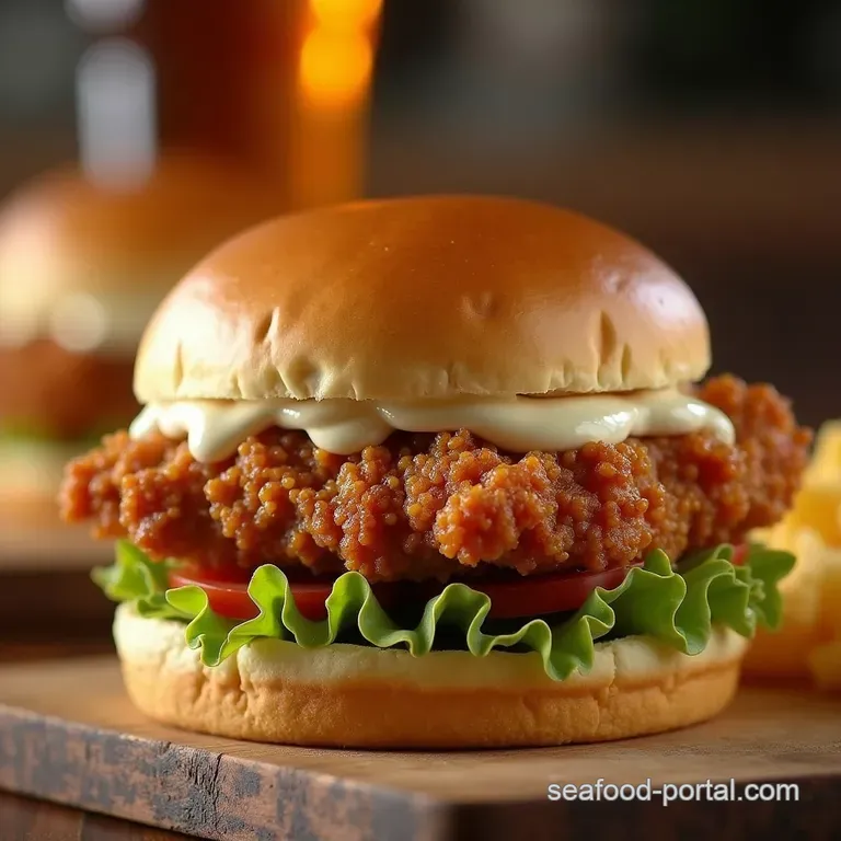 The Cajun Crunch King Copycat Crispy Chicken Sandwich with Spicy Mayonnaise presentation