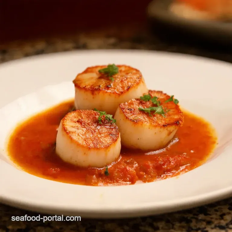 Cajun Kissed Scallops Seared Perfection with Spicy Cream presentation