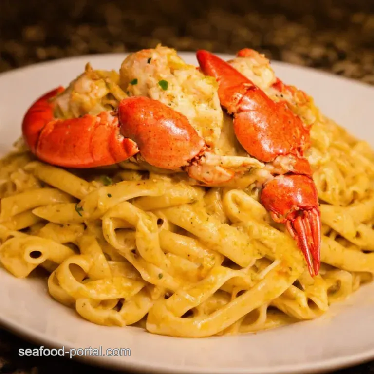 Cajun Lobster Crab Salmon Alfredo a Seafood Celebration presentation