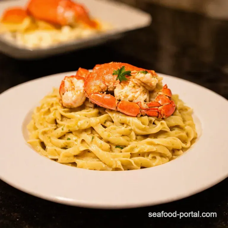 Cajun Seafood Alfredo a Lobster Crab Extravaganza presentation