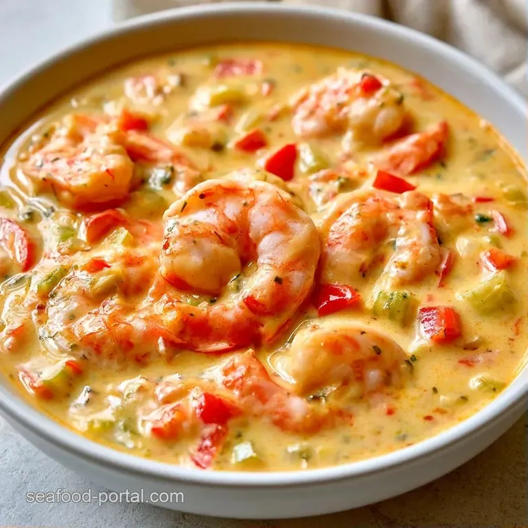 A steaming bowl of rich orange seafood soup served with a crusty piece of toasted baguette on a linen napkin