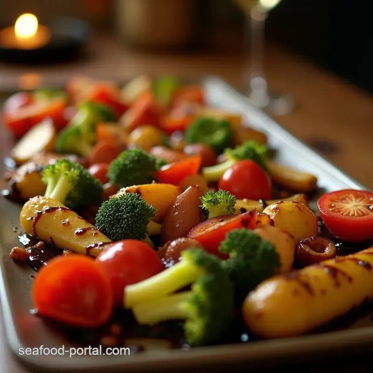 The Full Works Charred Vegetable Platter with Sticky Balsamic Reduction presentation