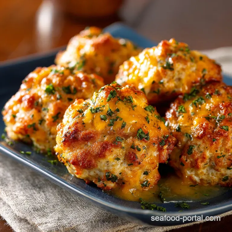 Cheddar Bay Biscuit Sausage Balls: the Ultimate Garlic Butter Brunch Bomb presentation