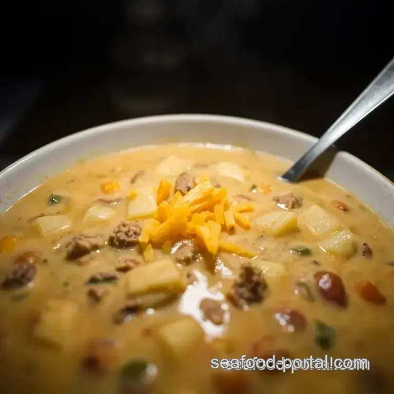 Cheeseburger Chowder: A Comfy Twist on a Classic Dish presentation