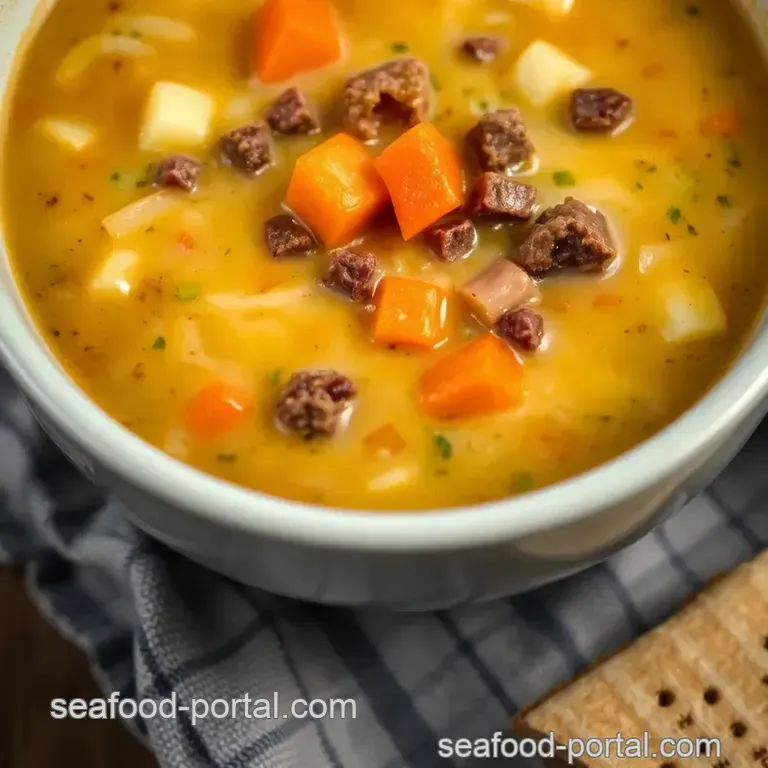Cheeseburger Chowder Soup: Comfort in a Bowl presentation