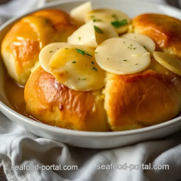 Cheesy Stock-Soaked Rolls presentation