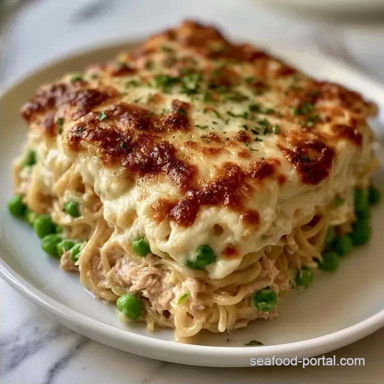 Cheesy Tuna Noodle Casserole with Mozzarella