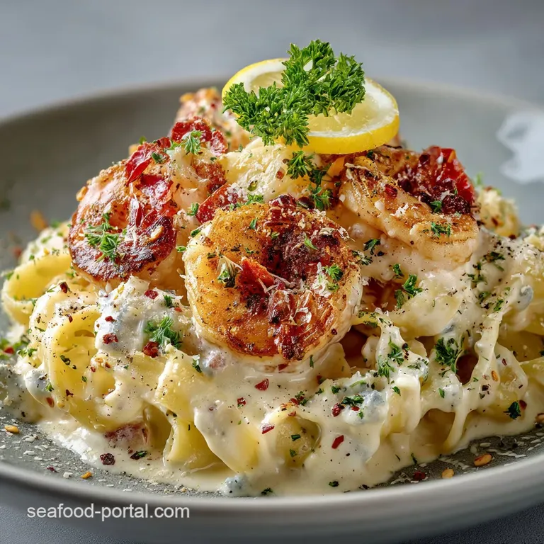 Chicken and Shrimp Carbonara: Surf Turf Indulgence