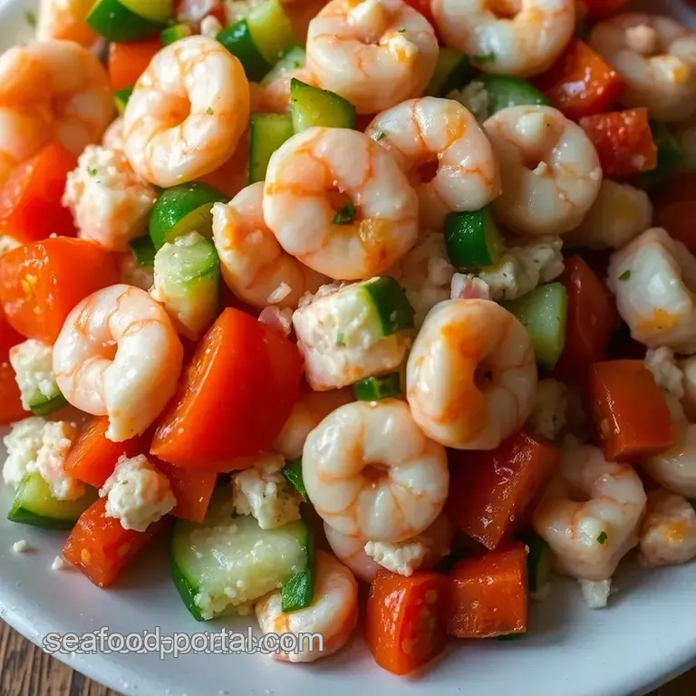 Chilled Shrimp & Crab Salad with Tomato Cucumber Medley presentation