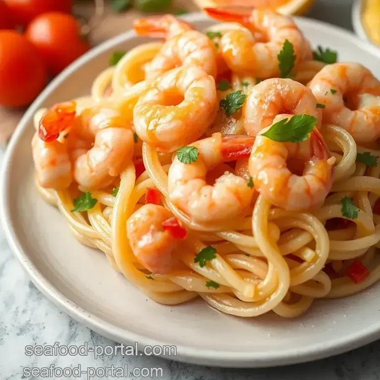 Chilled Shrimp Pasta Salad with Dressing presentation