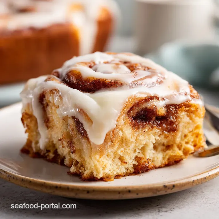 A slice of warm poke cake on a white plate, revealing tender, caramelized swirls with a rich glaze.