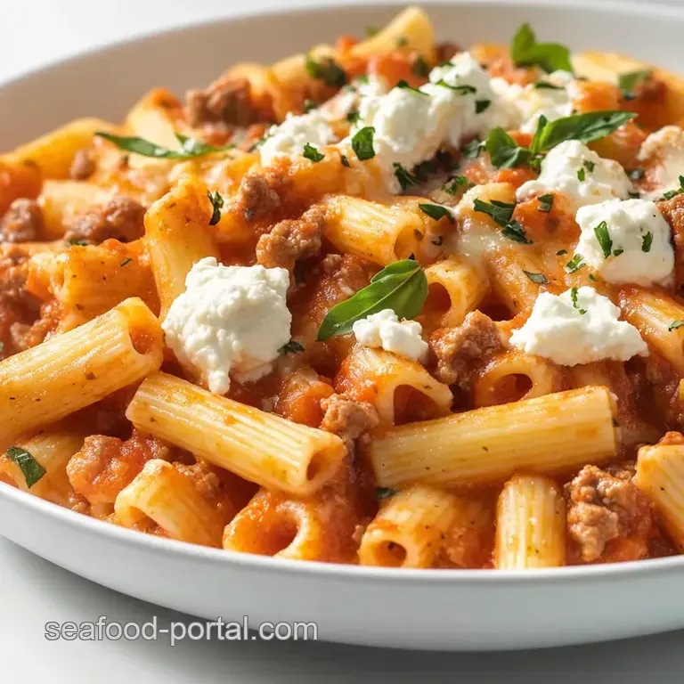 Classic Baked Ziti with Ricotta presentation