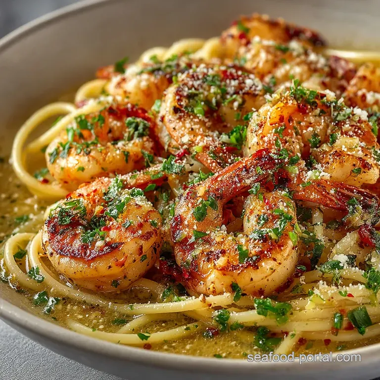 Classic LemonGarlic Italian Shrimp Scampi with Silky Linguine presentation