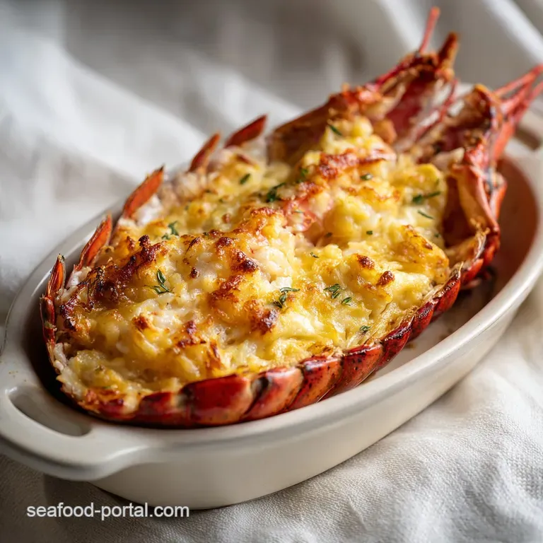 Elegant individual ramekins of lobster thermidor, topped with fresh parsley and a glistening sauce.