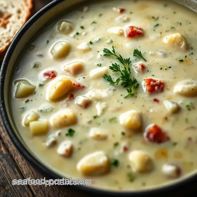 Classic New England Clam Chowder: a Creamy Delight from the Coast presentation