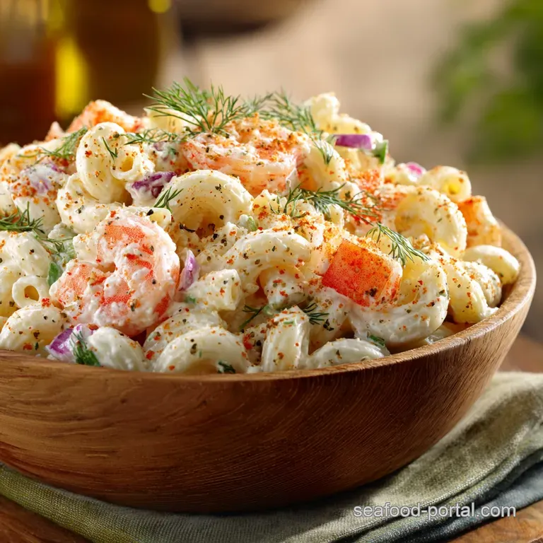 The Prawn Star Classic Chilled Shrimp Macaroni Salad with Old Bay