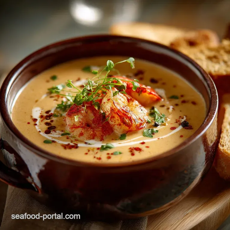 Seafood Bisque: the Chefs Classic Prawn and Cognac Indulgence presentation