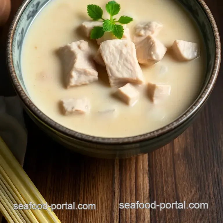 Coconut Chicken Soup with Thai Flavors presentation