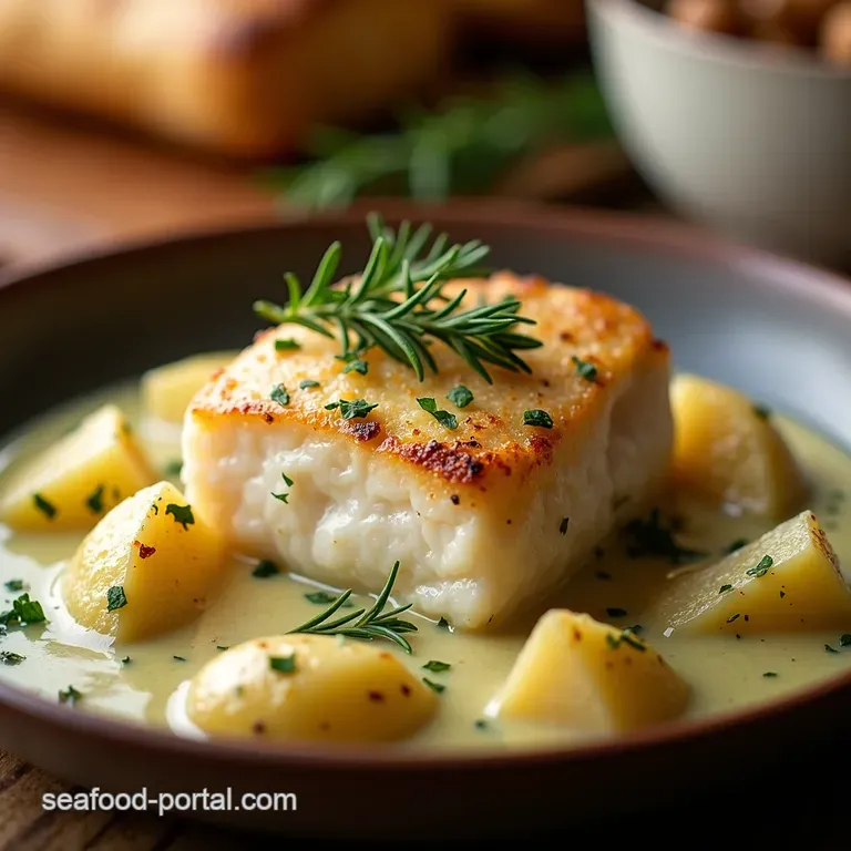 Cod and Potatoes Swimming in Rosemary Creamy Bliss presentation