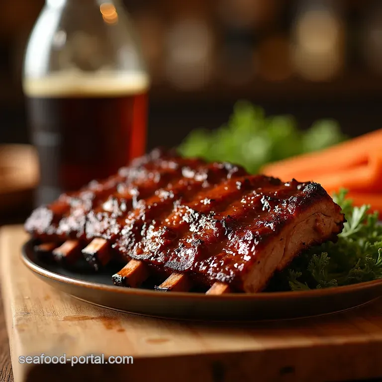 FallOffTheBone Oven Ribs with Deep Dark Cola Barbecue Glaze presentation