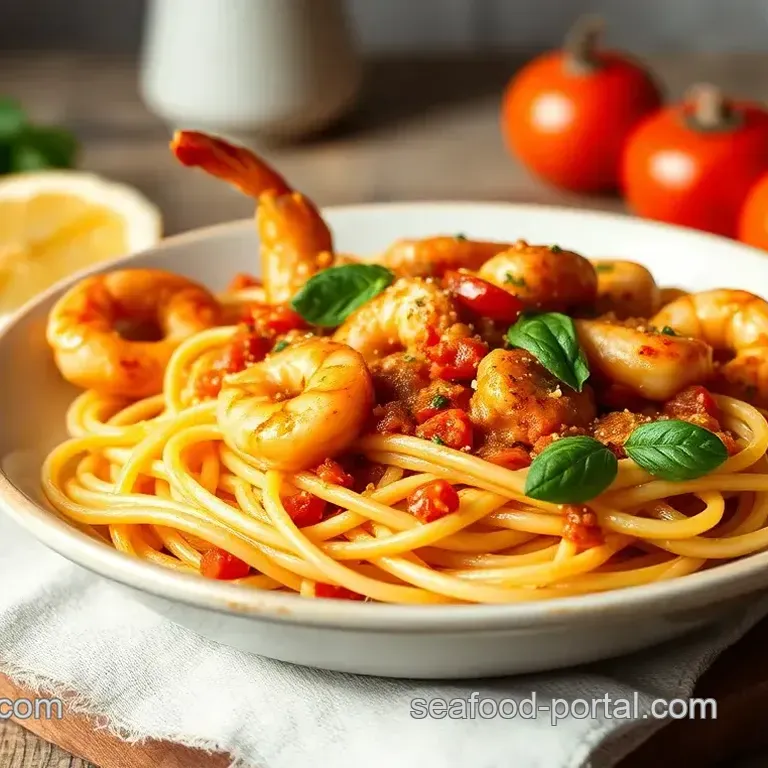 Spicy Tomato Linguine with Prawns Delight