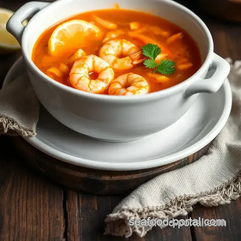 Spicy Lemon-Lime Shrimp Soup: A Zesty Delight presentation
