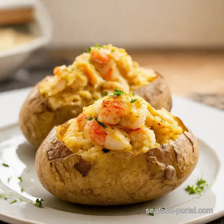 Coops Coastal Comfort Seafood Stuffed Spuds presentation