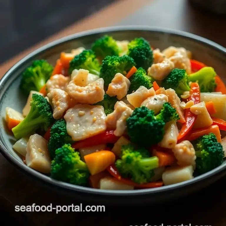 Crab and Vegetable Stir-Fry Delight presentation