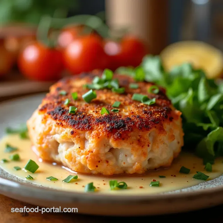 Crab Cake Kissed Salmon a Seafood Symphony presentation