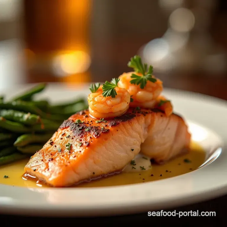 Crab Shrimp Stuffed Salmon presentation