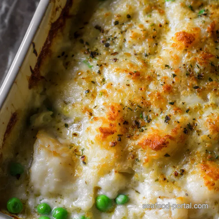 Creamy Baked Haddock Mornay with Gruy&egrave;re Crust presentation