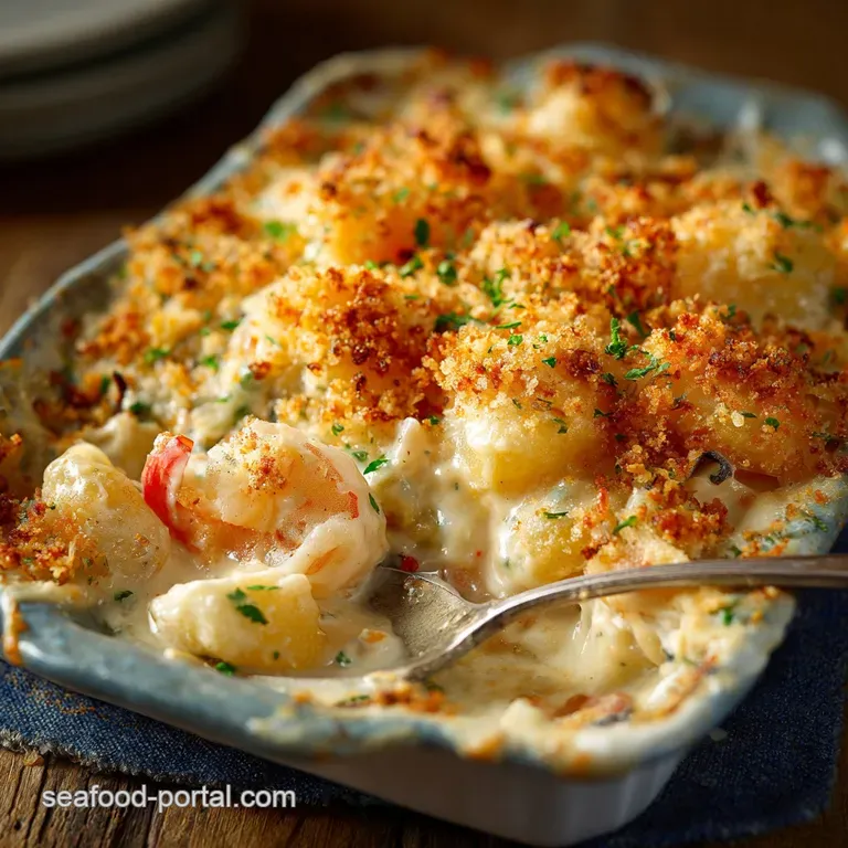 Seafood Casserole: Ultimate Creamy Fishermans Bake with Cheesy Crumb presentation