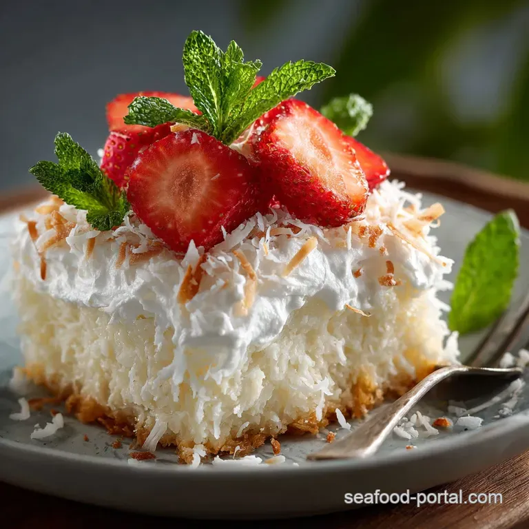 Coconut Poke Cake: the Queens Recipe for Ultra-Moist Tropical Cake presentation