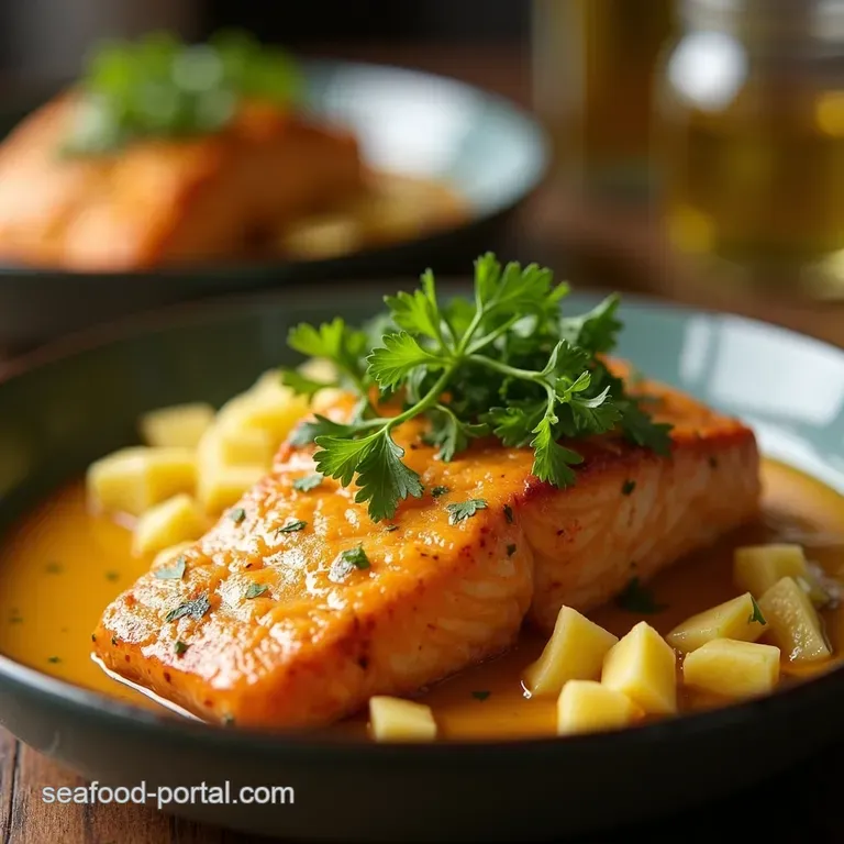 Creamy Coconut Salmon Curry a Flavorful Twist presentation