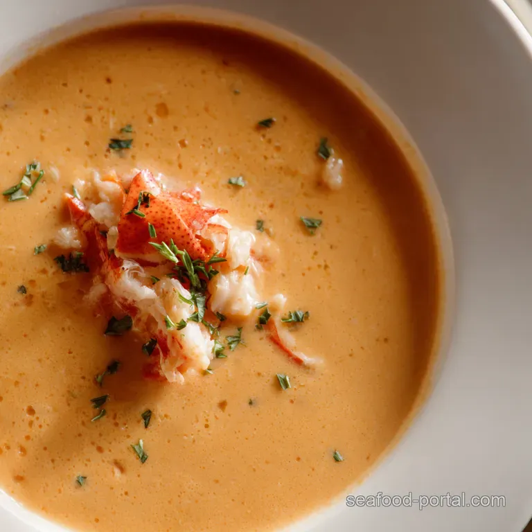 Creamy Dreamy Lobster Bisque presentation