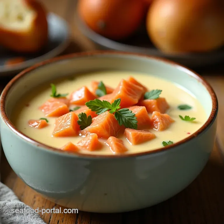 Creamy Dreamy Salmon Chowder Soup presentation