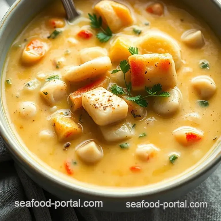 Creamy Dreamy Seafood Chowder presentation