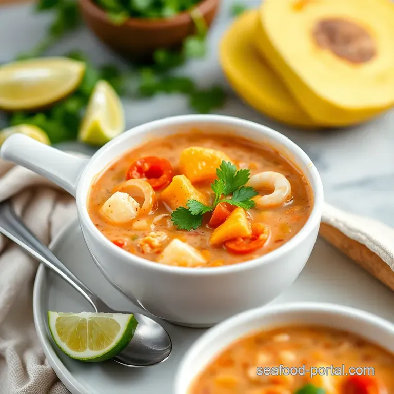 Creamy Dreamy Seafood Fiesta Soup presentation