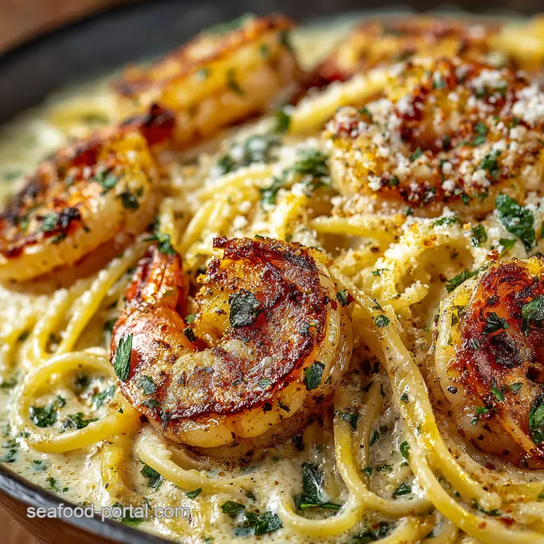 Creamy Garlic Shrimp Alfredo a Flavor Fiesta presentation
