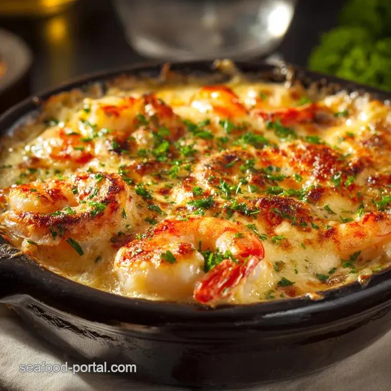 Seafood Gratin: the Creamy Cheesy Coastal Comfort Casserole presentation