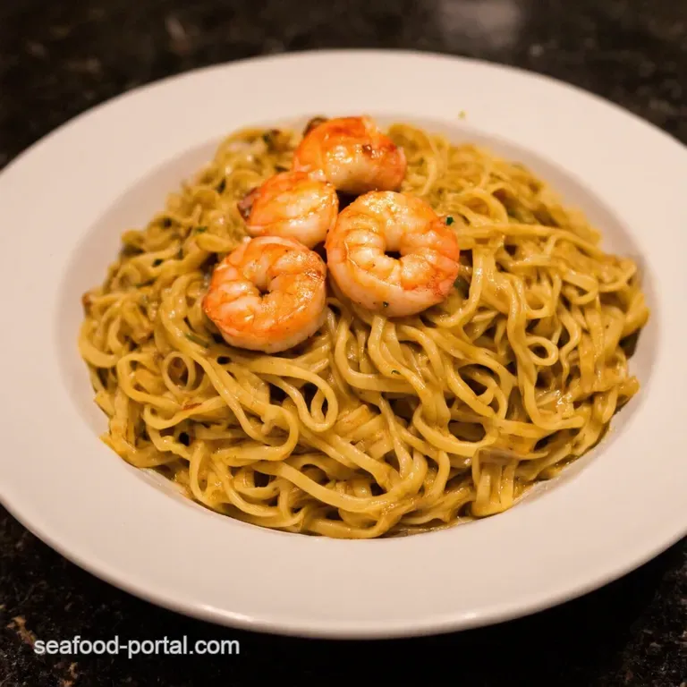 Creamy Jerk Shrimp Noodles or Rice presentation
