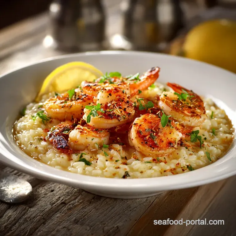 Shrimp Risotto: Chefs Creamy Lemon Garlic Prawn Indulgence presentation