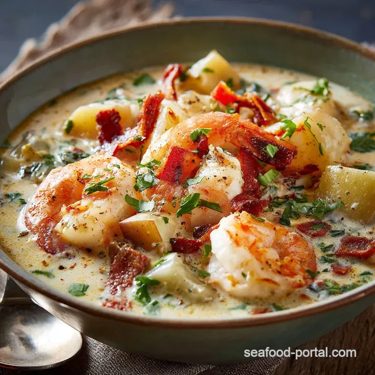 Ultimate Creamy Shrimp Chowder with Potatoes presentation