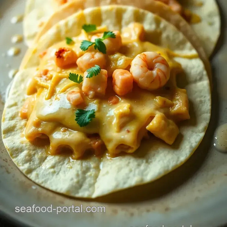 Creamy Seafood Enchiladas with a Spicy Green Sauce presentation