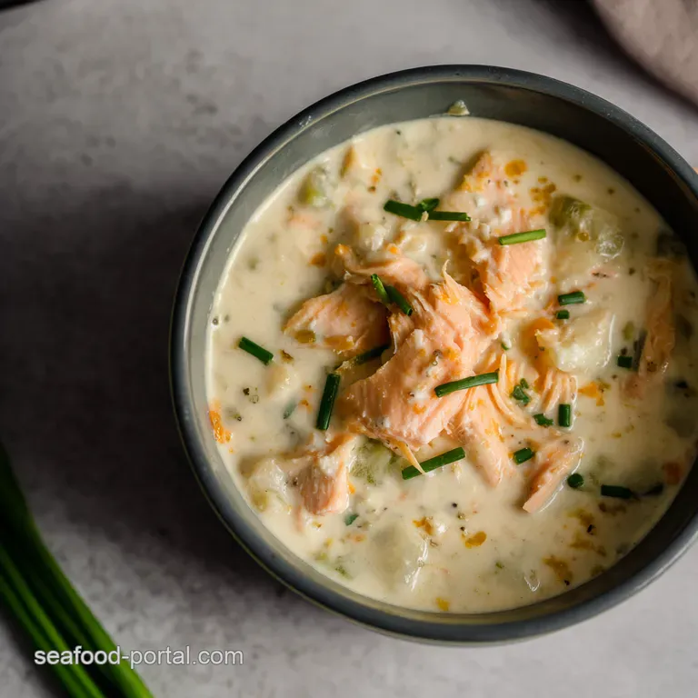 Creamy Slow Cooker Salmon Chowder presentation