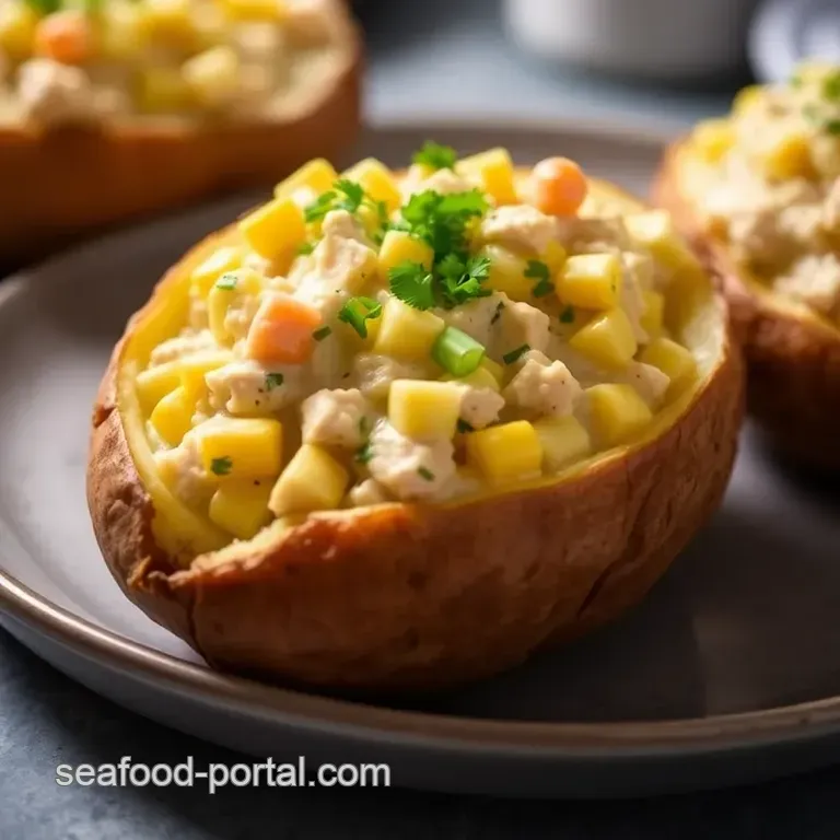 Creamy Tuna and Sweet Corn Stuffed Baked Potatoes presentation