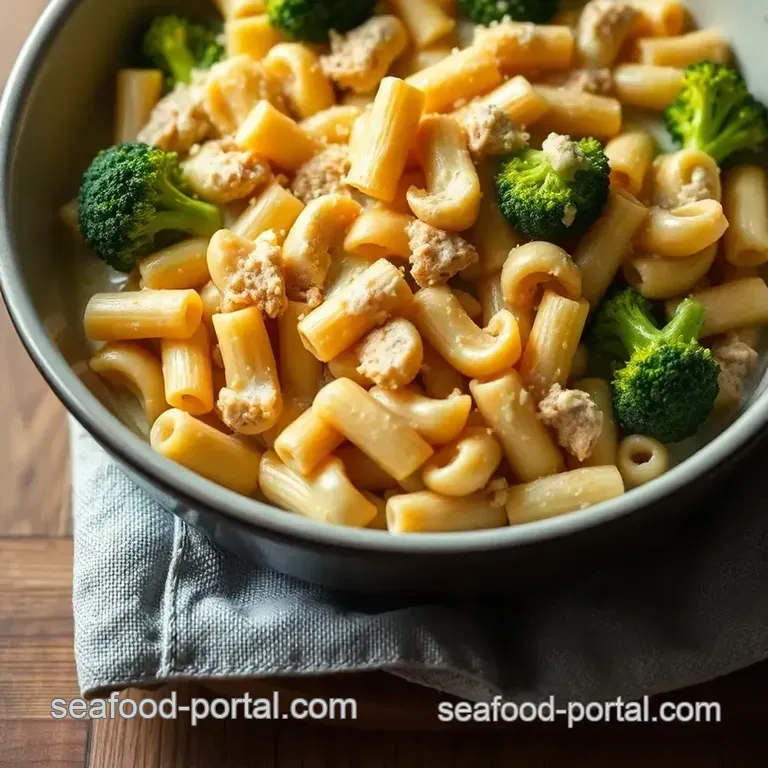Creamy Tuna & Broccoli Bake with Cheddar Crumb presentation