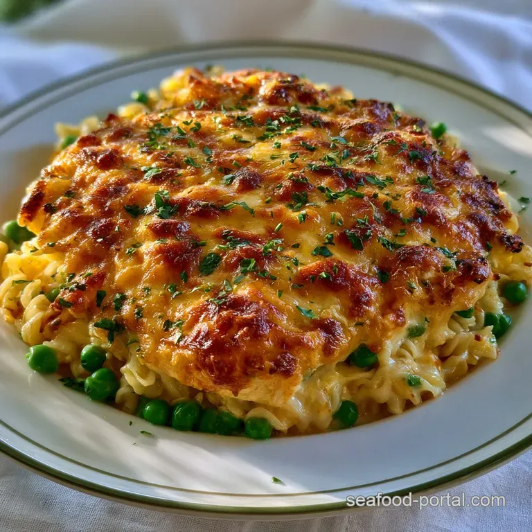 A creamy scoop of wide egg noodles topped with melted cheese and fresh parsley on a matte ceramic dinner plate.