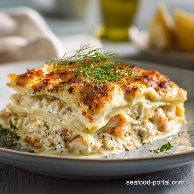 Coastal Comfort the Creamy White Seafood Lasagna presentation